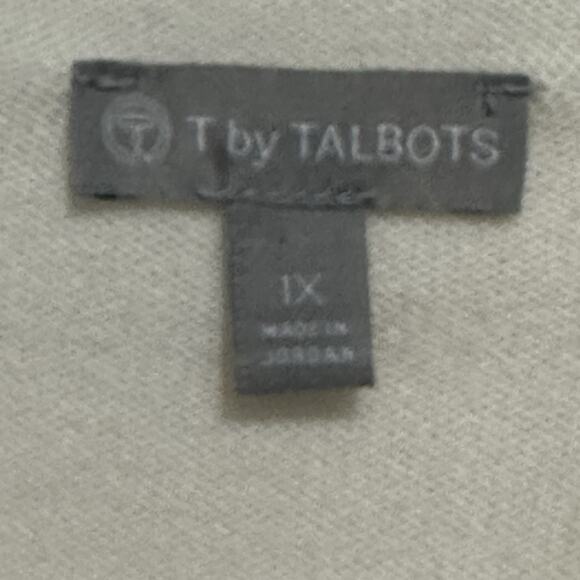 T by TALBOTS Size 1x Ivory White Striped Rainbow Mock Turtleneck Sweater - Picture 4 of 10